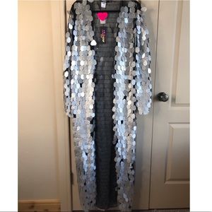 Jaded London Silver Sequin Kimono